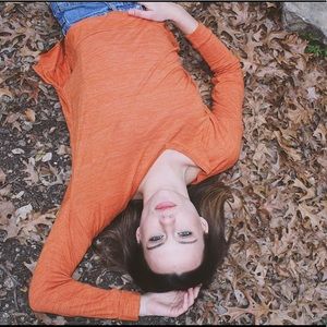 MADEWELL Anthem Burnt Orange V-neck Long Sleeve